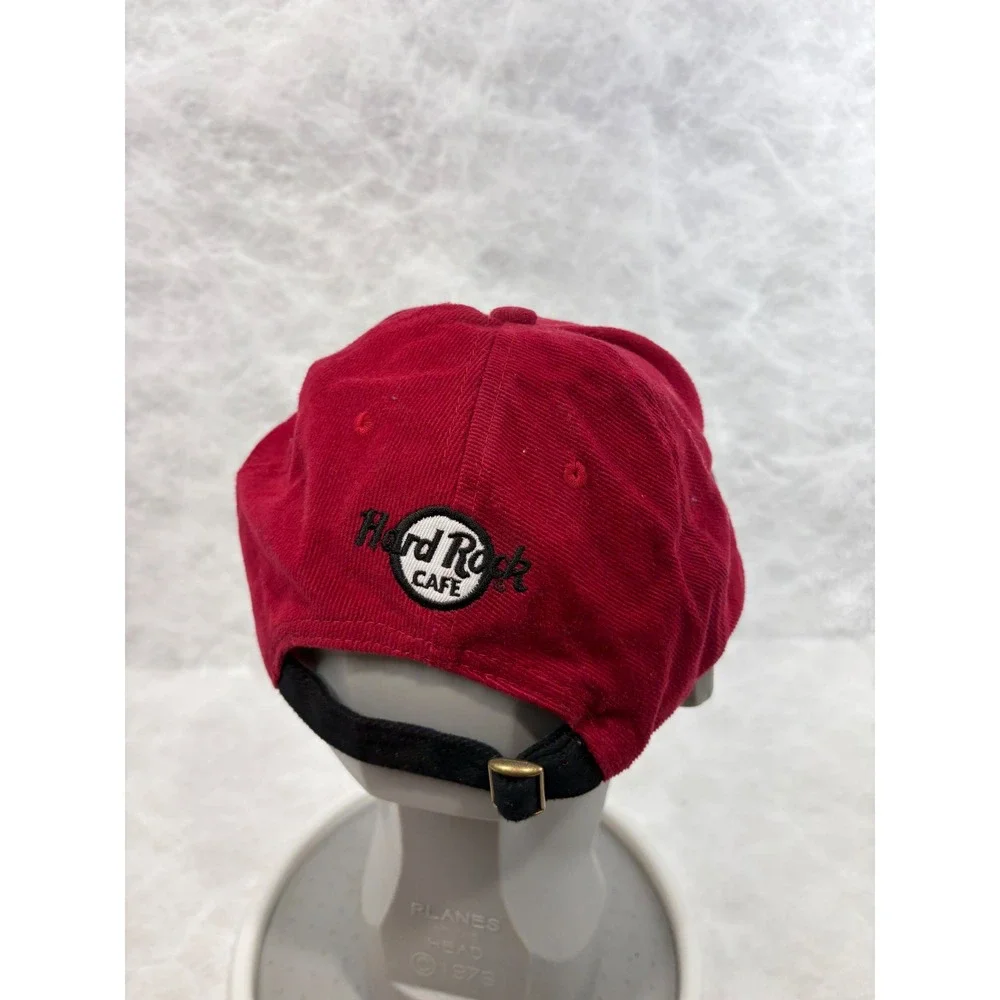 Hard Rock Cafe Dubai Hat Vintage Rock n Roll Never Dies Red Black Strapback Cap